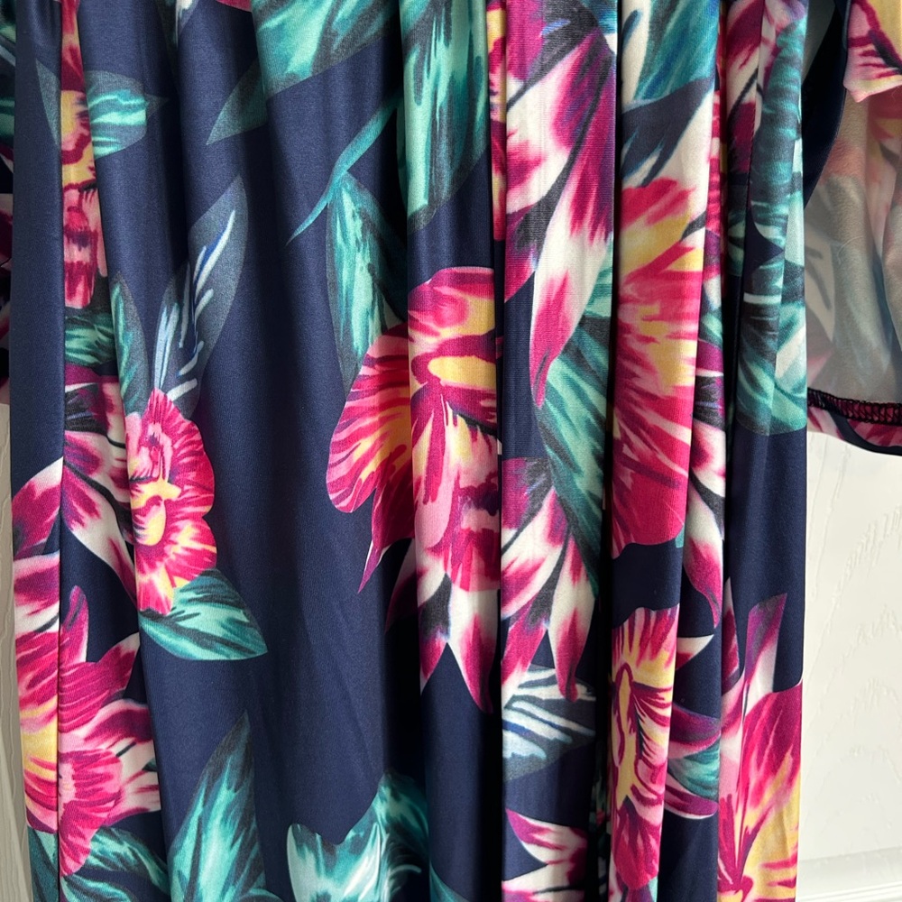 Floral Maxi Dress in Navy and Pink